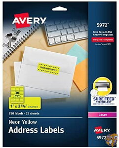 High-Visibility Laser Labels, 1 x 2-5/8, Neon Yellow, 750/Pack (sAi) 