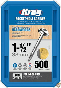 Kreg ToolSML-F150-500Kreg Pocket Hole Screw-1-1/2" FN WASHR HD SCREW 
