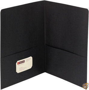 Two-Pocket Portfolio, Embossed Leather Grain Paper, Black, 25/Box (sAi)