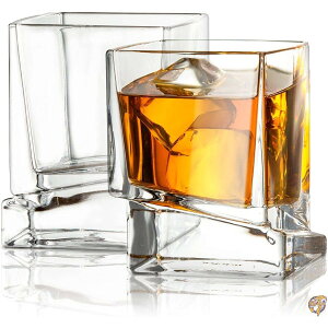y|Cg3{!42028ԁzJoyJolt Carre Square Scotch Glasses, Old Fashioned Whiskey Glasses 300ml, Ultra Clear Glass for Bourbon and Liquor Set Of 2