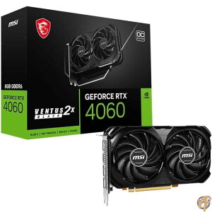 ySi555~N[|zMzMSI GeForce RTX 4060 Ventus 2X ubN 8G OC Q[~OOtBbNJ[h - 8GB GDDR6X PCI Express Gen 4 128rbg 3X DP v 1.4a HDMI 2.1a (4K & 8K HDRΉ)