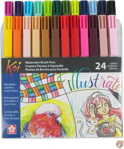 Sakura XBR-24SA 24-Piece Koi Assorted Coloring Brush Pen Set [sAi] 