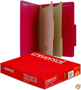 Pressboard Classification Folders, Letter, Six-Section, Ruby Red, 10/Box 