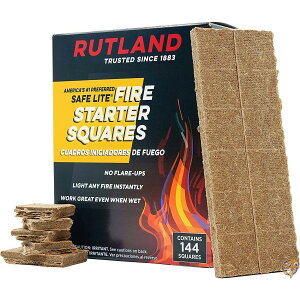 �y�|�C���g2�{!19��-20���zRutland 50B Safe Lite Fire Starter Squares, 144 Squares