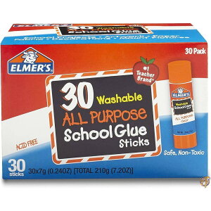 Elmer's Washable All-Purpose School Glue Sticks, 0.24 oz Each, 30-Count