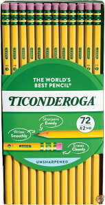 Ticonderoga No. 2/HB Soft Pencils, 72-Count, Cello Wrapped (Wood Case, Black Writing) in Yellow (33904) yV
