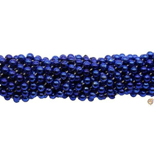 [�}���f�B�O���r�[�Y]Mardi Gras beads 33 inch 07mm Round Metallic Royal Blue 6
