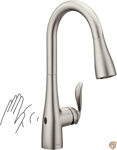 �y�N�[�|���z�M���zMoen 7594EWSRS Arbor Motionsense Wave Sensor Touchless One-Handle High Arc Pulldown Kitchen Faucet Featuring Reflex, Spot