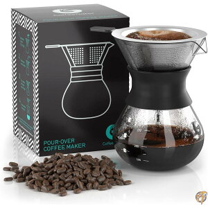 Coffee Gator Hand Drip Coffee Maker - 1-2 Cup 10z Carafe with Permanent 