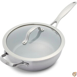 グリーンパン シェフズパン 2.8L IH 対応 ヴェニスプロ セラミックコーティング 内外面こびり付きにくくてお手入れ簡単 有害物質不使用 安心安全 ライトグレー