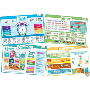 (Time Bundle) - Time Set - Educational Kids Placemats - Includes: Time, 
