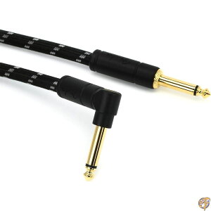 Fender V[hP[u Deluxe Series Instrument Cable, Straight/Angle, 25', Black Tweed 08