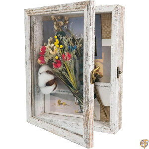 yő2000~N[|26ԁzGraduationMall 8x10 Shadow Box Frame Wood Glass Door Display Case with Linen Back and 6 Stick Pins,1.5 inches Depth,Ideal for Memorabilia Pictures Flowers Medals Tickets