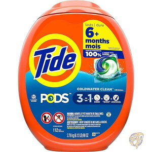 タイド Tide 洗濯洗剤 タブレット コールドウォーター クリーン オリジナルの香り 3 in 1 112個、2.7kg 80367560