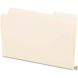 File Folders, 1/3 Cut, One-Ply Top Tab, Third Position, Legal, Manila,
