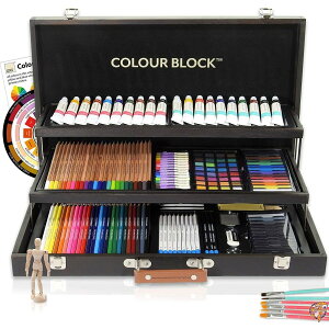 (181 pc All Media Wooden Case Set) - COLOUR BLOCK Deluxe 181 Piece Mixed ��������