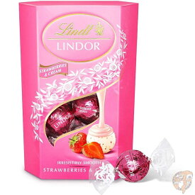 リンツ Lindt リンドール LINDOR ストロベリー＆クリーム チョコレートStrawberries & Cream 200g いちご 個包装 バレンタイン お配り 義理チョコ ギフト クリスマス 海外 ピンク イチゴ 春