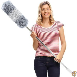 y281000~N[|!撅20lzDELUX Microfiber Feather Duster Extendable Cobweb with 100 inches Extra Long Pole, Bendable Head & Scratch-Resistant Hat for Cleaning Ceiling Fan, High Ceiling, Blinds, Furniture Cars
