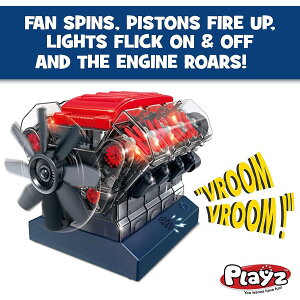 Playz V8 Combustion Engine Model Building Kit STEM Hobby Toy for Kids & Adults with DIY Guide & Realistic Parts Including Timing Belt �G���W�� �d���g���L�b�g ��������