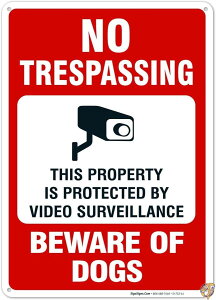 �y�ő�2026�~�N�[�|���z�M���zNo Trespassing Sign, Video Surveillance Sign, Beware of Dog Sign [���s�A���i]