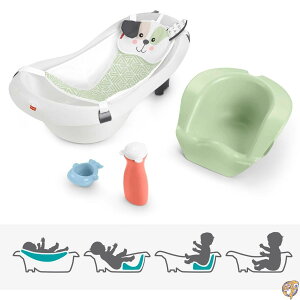 Fisher-Price Baby Bath Tub for Newborn to Toddler with Seat and Toys, 4-in-1 Sling 'n Seat, Puppy Perfection