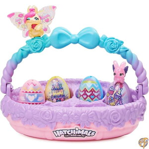 Hatchimals CollEGGtibles ܂! E[ ~j t@~[ XvO gC oXPbg , Family Spring Toy Basket with 6 Bunny