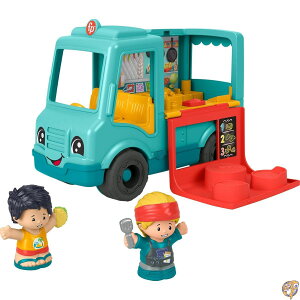 Fisher-Price リトルピープルミュージカル幼児用おもちゃ サーブ・イット・アップ・フード・トラック・ビークル フィギュア2体付き ごっこ遊び用 1歳以上