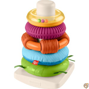 Fisher-Price Stacking Toy Sensory Rock-A-Stack Rings with Fine Motor Activities on Roly-Poly Base for Infants Ages 6+ Months