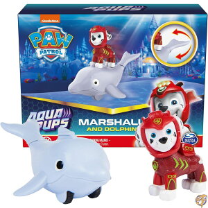 Paw Patrol, Aqua Pups Marshall and Dolphin Action Figures Set, Kids Toys for Ages 3 up