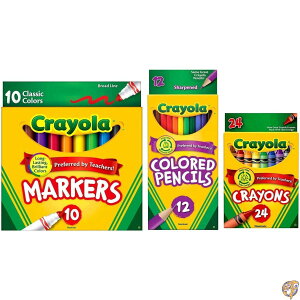 yő2000~N[|25`zCrayola Classic Bundle: 3 Items - Crayons (24 Count), Broad Line Markers (10 Colored Pencils (12 Count)