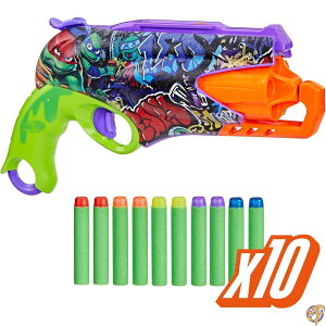Shayaku NERF Teenage Mutant Ninja Turtles Blaster, 10 Elite Darts, Toy Foam Blasters for 8 Year Old Boys & Girls Up
