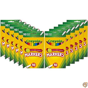 Crayola Fine Line Markers Bulk, 12 Marker Packs with 10 Colors, Multi (58-7791)
