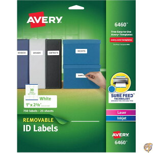 Removable Inkjet/Laser ID Labels, 1 x 2-5/8, White, 750/Pack (sAi) [sAi]
