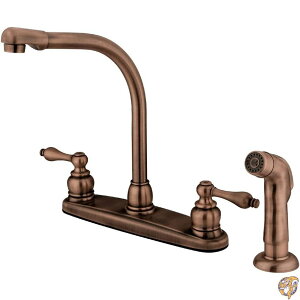 Kingston Brass KB716ALSP Victorian High Arch Kitchen Faucet with Sprayer, 7-Inch, Vintage Copper by [sAi]