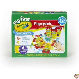 y|Cg3{!42028ԁz(1, Easy Squeeze) - Crayola, My First Crayola Fingerpaint Kit Art Tools, 6 Different Colour Tubes Of Finger Paint; Washable Non Toxic Mess Free, Paints For Toddlers And Kids