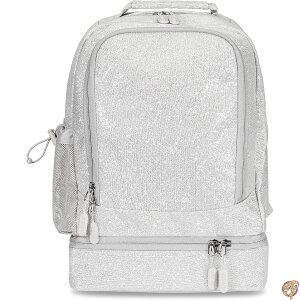 �y5���ő�1500�~�N�[�|���zBentgo Kids 2-in-1 Backpack & Insulated Lunch Bag - Glitter Designed 16 for School Travel -, Durable, Water Resistant, Padded, Large Compartments (Glitter Edition Silver)