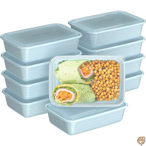 �y300�~�N�[�|���z�M���zBentgo Prep 1-Compartment Containers - 20-Piece Meal Kit with 10 Trays & Custom-Fit Lids Durable Microwave, Freezer, Dishwasher Safe Reusable BPA-Free Food Storage (Sky)
