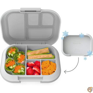 �y�ő�1000�~�N�[�|��!4��&5���zBentgo Kids Chill Lunch Box - Leak-Proof Bento with Removable Ice Pack & 4 Compartments for On-the-Go Meals Microwave Dishwasher Safe, Patented Design (Gray)