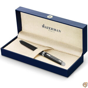 Waterman Hemisphere Gift Box includes Fine Nib Chrome Trim Roller Ball Pen - Matt Black/ Black Refill [[{[y (sAi)