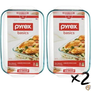 �y5���ő�2000�~�N�[�|���zPyrex Basics 3 Quart Oblong Glass Baking Dish, Clear 9 x 13 inch (Set of 2) by [���s�A���i]