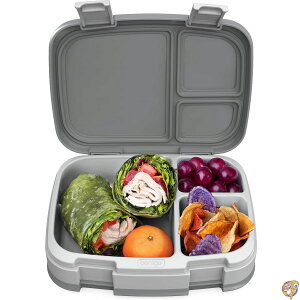 Bentgo - Fresh (Grey): lonchera nueva y mejorada, verstil, estilo bento de 4 compartimentos, a prueba fugas, ideal para controlar las porciones comer forma equilibrada mientras viajas, materiales sin BPA aptos alimentos