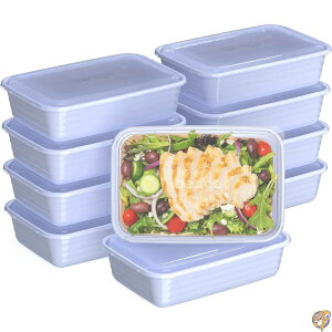 Bentgo Prep 1-Compartment Containers - 20-Piece Meal Kit with 10 Trays & Custom-Fit Lids Durable Microwave, Freezer, Dishwasher Safe Reusable BPA-Free Food Storage (Periwinkle)