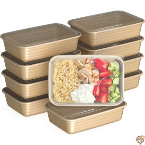y|Cg3{!1428ԁzBentgo Prep 1-Compartment Containers - 20-Piece Meal Kit with 10 Trays & Custom-Fit Lids Durable Microwave, Freezer, Dishwasher Safe Reusable BPA-Free Food Storage (Gold)