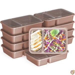 ySi555~N[|zMzBentgo Prep 2-Compartment Meal-Prep Containers with Custom-Fit Lids - Microwaveable, Durable, Reusable, BPA-Free, Freezer and Dishwasher Safe Food Storage 10 Trays & (Rose Gold)