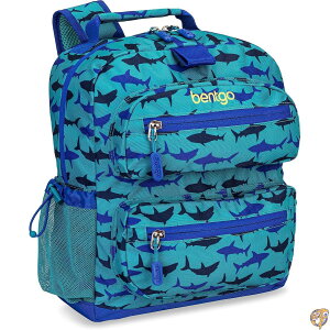 �y5���ő�1500�~�N�[�|���zBentgo Kids Backpack - Lightweight 14 in Unique Prints for School, Travel, & Daycare Roomy Interior, Durable Water-Resistant Fabric, Loop Lunch Bag (Shark)