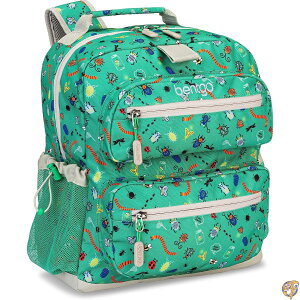 Bentgo Kids Backpack - Lightweight 14 in Unique Prints for School, Travel, & Daycare Roomy Interior, Durable Water-Resistant Fabric, Loop Lunch Bag (Bug Buddies)