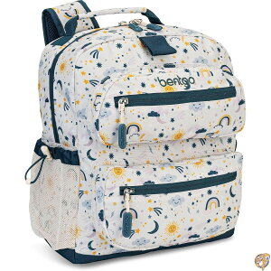 �y5���ő�1500�~�N�[�|���zBentgo Kids Lightweight 14 Backpack in Unique Prints for School, Travel, & Daycare - Roomy Interior, Durable Water-Resistant Fabric, Loop Lunch Bag (Friendly Skies)