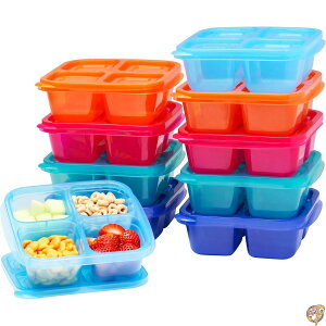 y|Cg3{!1428ԁzEasyLunchboxes - Original Stackable Snack Boxes Reusable 4-Compartment Bento Containers for Kids and Adults, BPA-Free Microwave Safe Food Meal Prep Storage, Set of 10 (Jewel Brights)