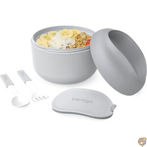 Bentgo Bowl - Insulated Leak-Resistant with Snack Compartment, Collapsible Utensils and Improved Easy-Grip Design for On-the-Go Holds Soup, Rice, Cereal & More BPA-Free, 21.2 oz (Gray)