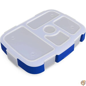 Bentgo Kids Prints Tray with Transparent Cover - Reusable, BPA-Free, 5-Compartment Meal Prep Container Built-In Portion Control for Healthy Meals At Home & On the Go (Shark)